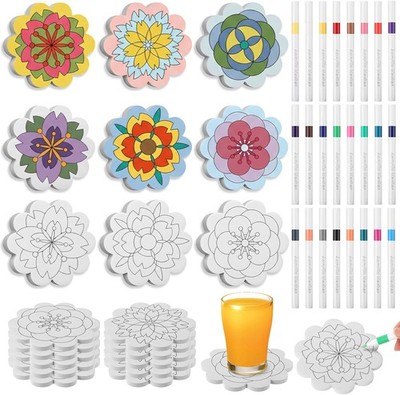 LemonRoad 12 Pack Ceramic Coaster Paint Kit