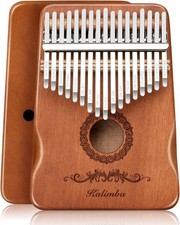 Kalimba Thumb Piano 17 Keys, Finger Musical Instruments, Mbira Brown