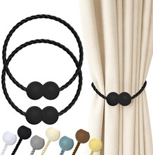 Magnetic Curtain Tiebacks Black 2Pcs, Curtain Tiebacks Buckles Holdbacks Holders