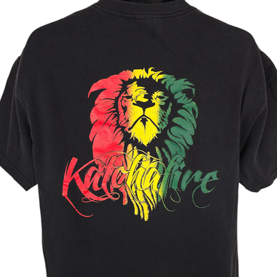 #ad Vintage Reggae Rasta Lion T Shirt Mens Size Large Black Y2K Katcha Fire Jamaica $29.99