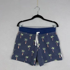 Chubbies Shorts Mens Small Navy Palm Tree Print Drawstring Lounge Sweat Casual