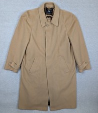 Vintage Hart Schaffner & Marx Men's 46R Balmacaan Overcoat Tan Wool 80s USA Made