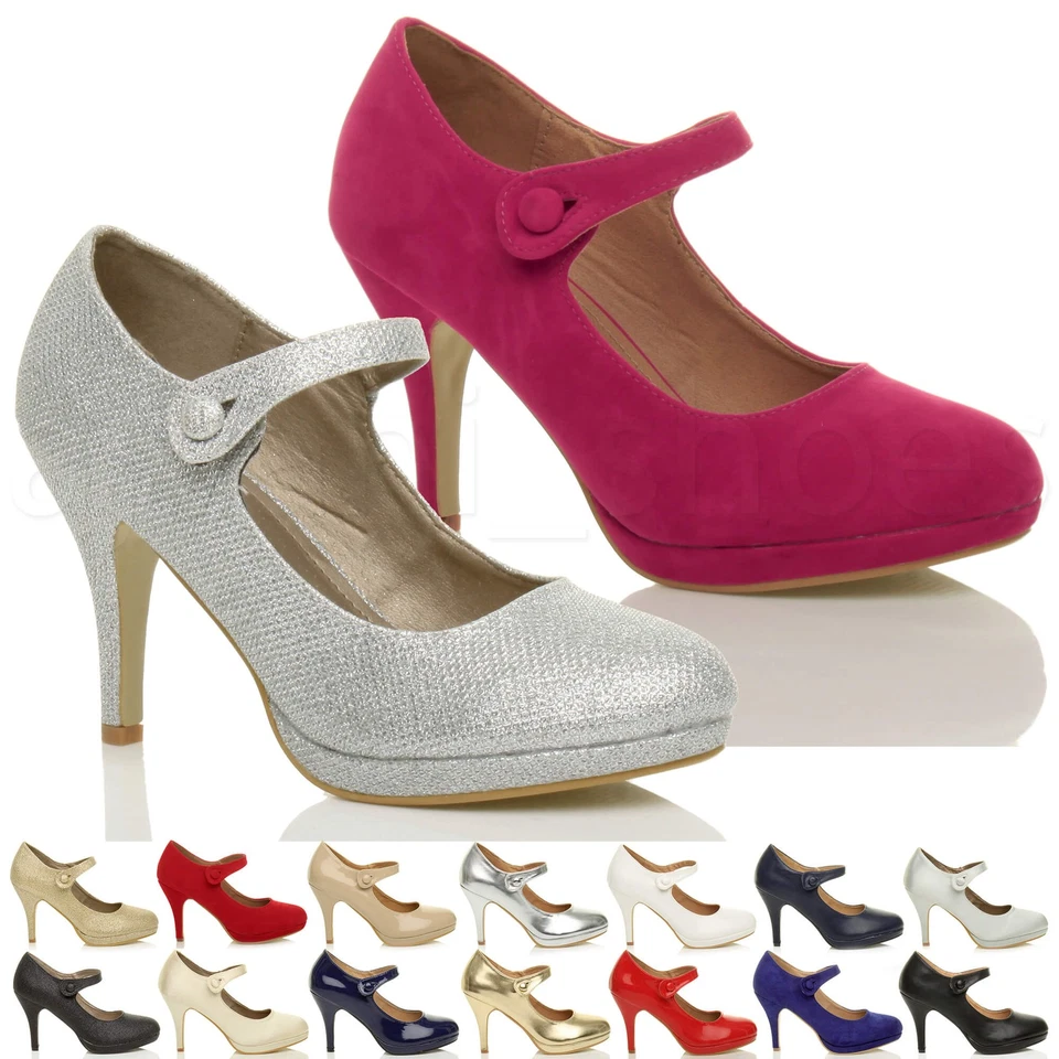 Femmes talon haut Mary Jane soir travail escarpins babies chaussures pointure - Photo 1/1