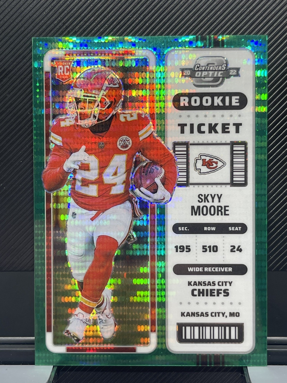 2022 Contenders Optic - Rookie Ticket Skyy Moore #91 Green Pulsar Prizm /30 (RC)