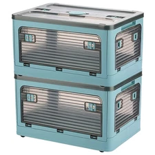 Collapsible Storage Bins,Storage Bins with Lids,Stackable 8.2Gal Folding Stor...