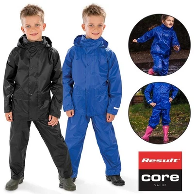RESULT Kinder Wasserdicht Regenanzug Jungen Mädchen Regenbekleidung Jacke Hose Pfütze Kinder Set