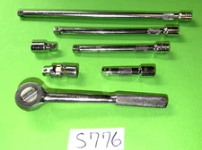 S-K TOOLS 7 PIECE 3/8 DRIVE RATCHET & 5 EXTENSIONS 1 TO 11 INCHES + UNIVERSAL