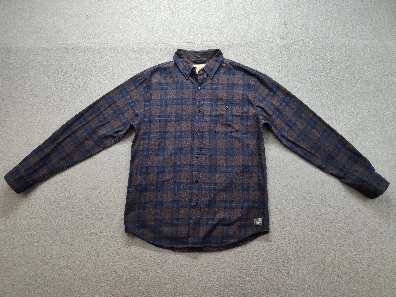 Weatherproof Men Shirt M Blue Plaid Flannel Long Sleeve Button Down Collared