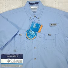 Columbia PFG Mens Short Sleeve Fishing Shirt S Small Bahama Blue New w/ Tags NWT