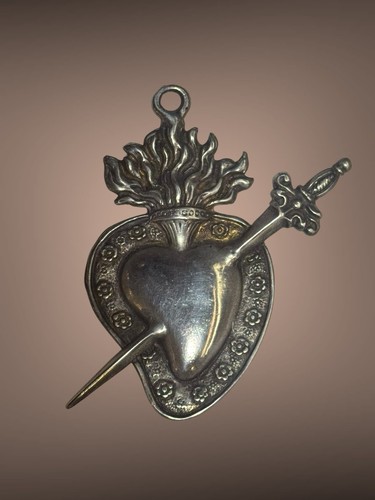 Sacro cuore per Madonna Addolorata accessorio statua ex voto trafitto fiamma - Foto 4 di 13