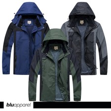 Men's Water Proof Rain Jacket Contrast Panel Coat Walking Hiking Everyday Jacket