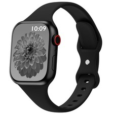 DYKEISS Sport Slim Silicone Band Compatible for 38mm/40mm/41mm/42mm, Black