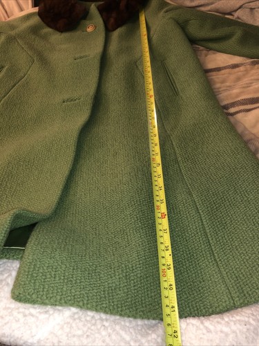 Vintage 1950s French Mint Women’s Dress Coat Fur Collar Shagmoor ILGWU Union USA - Picture 10 of 12