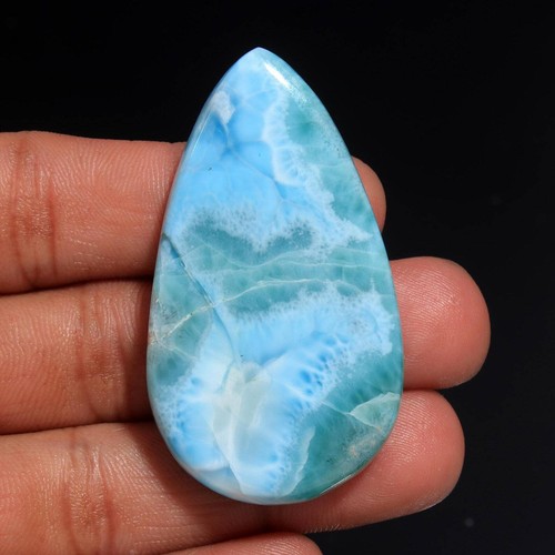 Beautiful Larimar Cabochon Natural Loose Gemstone Big Size 52x29x8mm 118Cts - Picture 2 of 3