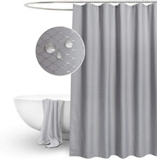 Eurcross Grey Waffle Shower Curtains Extra Long 180 X 210Cm Drop Plastic Hooks