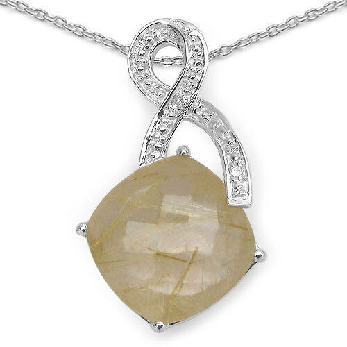 Seltener 8,82 Carat goldener Rutilquarz, Weisstopas, Topas Anhänger,925 Silber - Bild 1 von 11