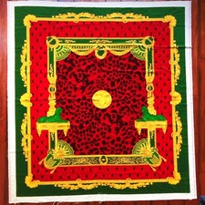 GIANNI VERSACE red velvet fabric panel Roman Empire print 57 x 62.5 