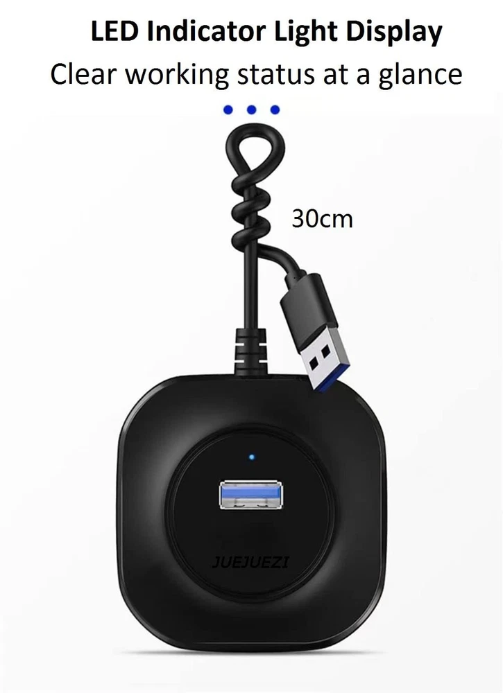 High-Speed USB 3.0 Hub Splitter - 4-Port 5Gbps Expander for Laptop Xbox PC