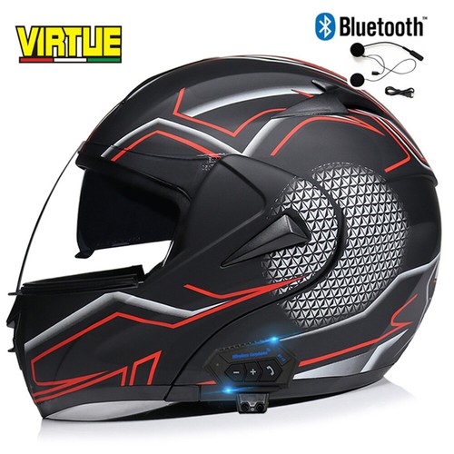 Bluetooth Flip Up Motorcycle Helmet Full Face Dual Lens Moto Helmet Anti-Fog DOT - Picture 37 of 64