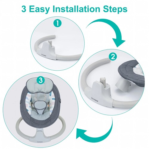 Silla Mecedora Columpios Para Bebes Electrica Dormir Con Bluetooth 5 Velocidades - Picture 5 of 11