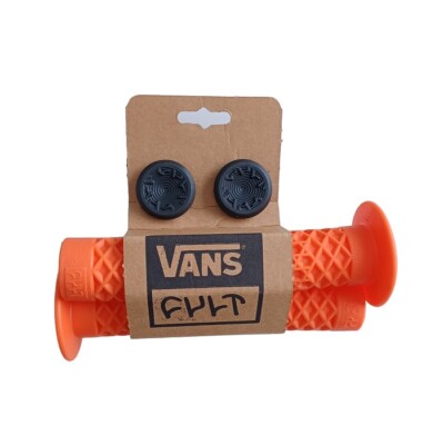 CULT VANS flanged GRIPS orange +bar ends FIT bmx bikes SE GT Haro DK FBM GJS NEW
