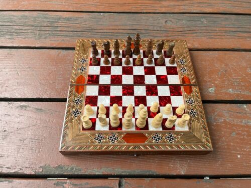 Pearl Backgammon w\ Vip Backgammon - Handmade Wooden Game Set - Gift for Friend - Picture 11 of 13