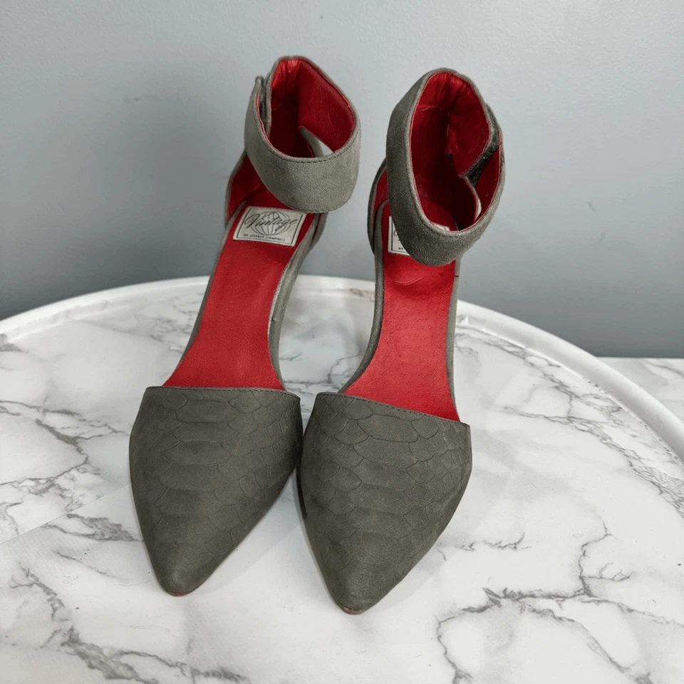 Zapatos de Tacón Jeffrey Campbell Vintage Talla 8 Gamuza Tirantes # Bolso T-50 Foto 2 de 4