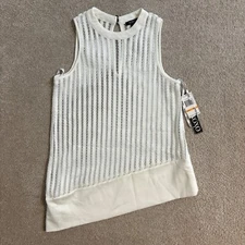 NWT XOXO White Sleeveless Top - Sheer Lace Overlay - Contemporary Style - S