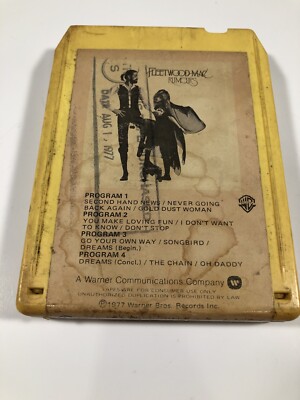 Fleetwood Mac Rumours 8-Track Tape 1977 Warner M8 3010 Stevie Nicks Yellow Cart
