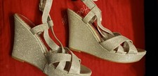 Sparkly Silver Wedge Heels
