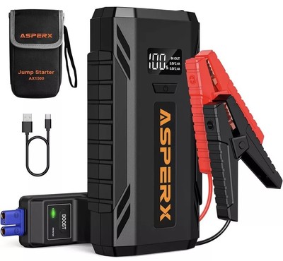 Starthilfe Power Pack (bis 7L Gas/5,5L Diesel), 1500A Autobatterie Booster Jump