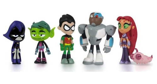 DELUXE SIX PACK FIGURE TEEN TITANS GO SET MINI BEAST BOY RAVEN SILKIE STARFIRE