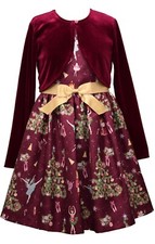Bonnie Jean Girls 2T-4 Nutcracker Christmas Holiday Cardigan Dress Set