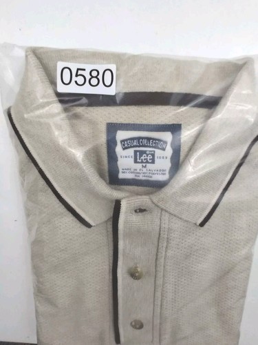 Polo Shirt Lee Brand Men's Casual Collection Medium Cotton Beige Fall Winter - Picture 15 of 16