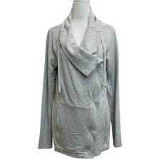 Lululemon Light Gray Coast Easy Moto Full Zip Long Jacket Sweater sz 6 Thumbhole