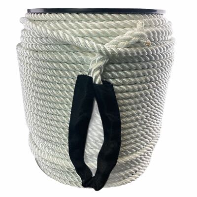 6 mm weiß 3. Nylon Seil Anker Seil Rolle C/W 12'' geschützt Softeye Länge wählbar