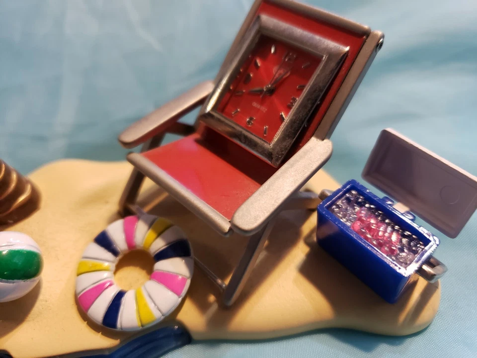 Rare Beach Chair Clock  Miniatures with Ice Cooler  - Image 2 of 4