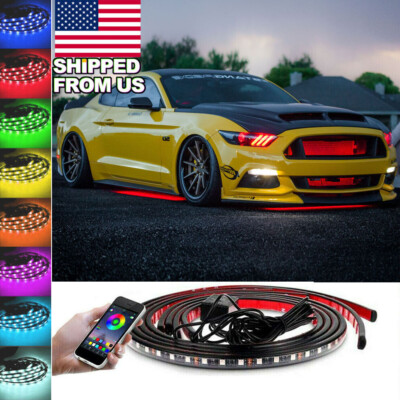4x APP Control RGB LED Underbody Chassis Light For Mustang Charger Camaro Etc