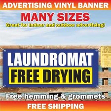 LAUNDROMAT FREE DRYING Advertising Banner Vinyl Mesh Sign CLEANING SERVICE Coin