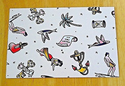 PAPERCHASE, ~ TIKI LOUNGE POSTKARTE ~ HERZEN/ANKER/SCHLÜSSEL ~ TATTOOS ~ NEU