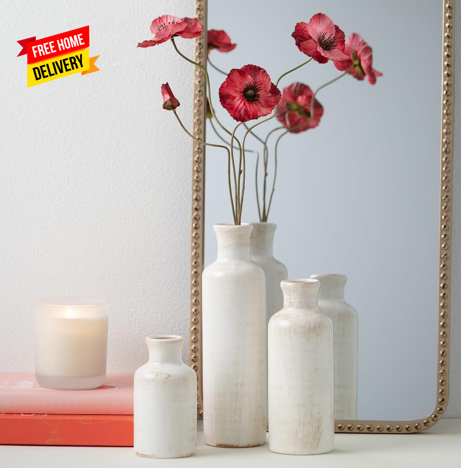 White Ceramic Vase Set, Farmhouse Decor, Home Decorative Vase, Vases for Your Ki eBay