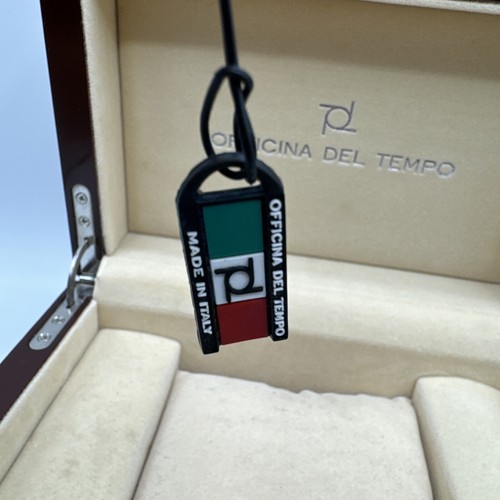 Hermosa Caja Reloj Madera Dura Original OFFICINA DEL TEMPO con Almohada y Etiqueta - Imagen 9 de 11