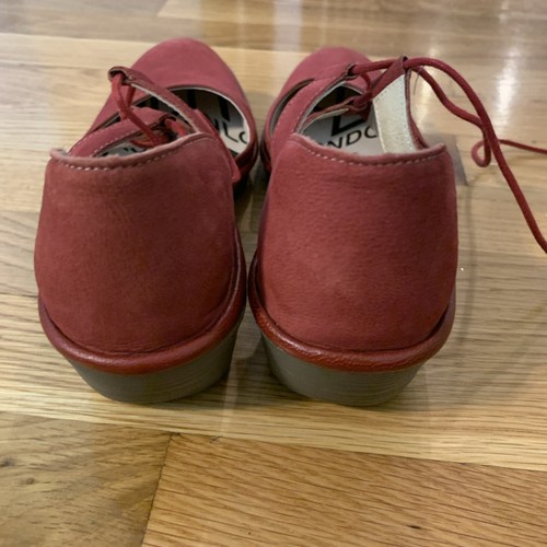 FLY London Suede Tie Front Wedges Red Sandals EU sz 38, US 7.5 - Picture 5 of 6