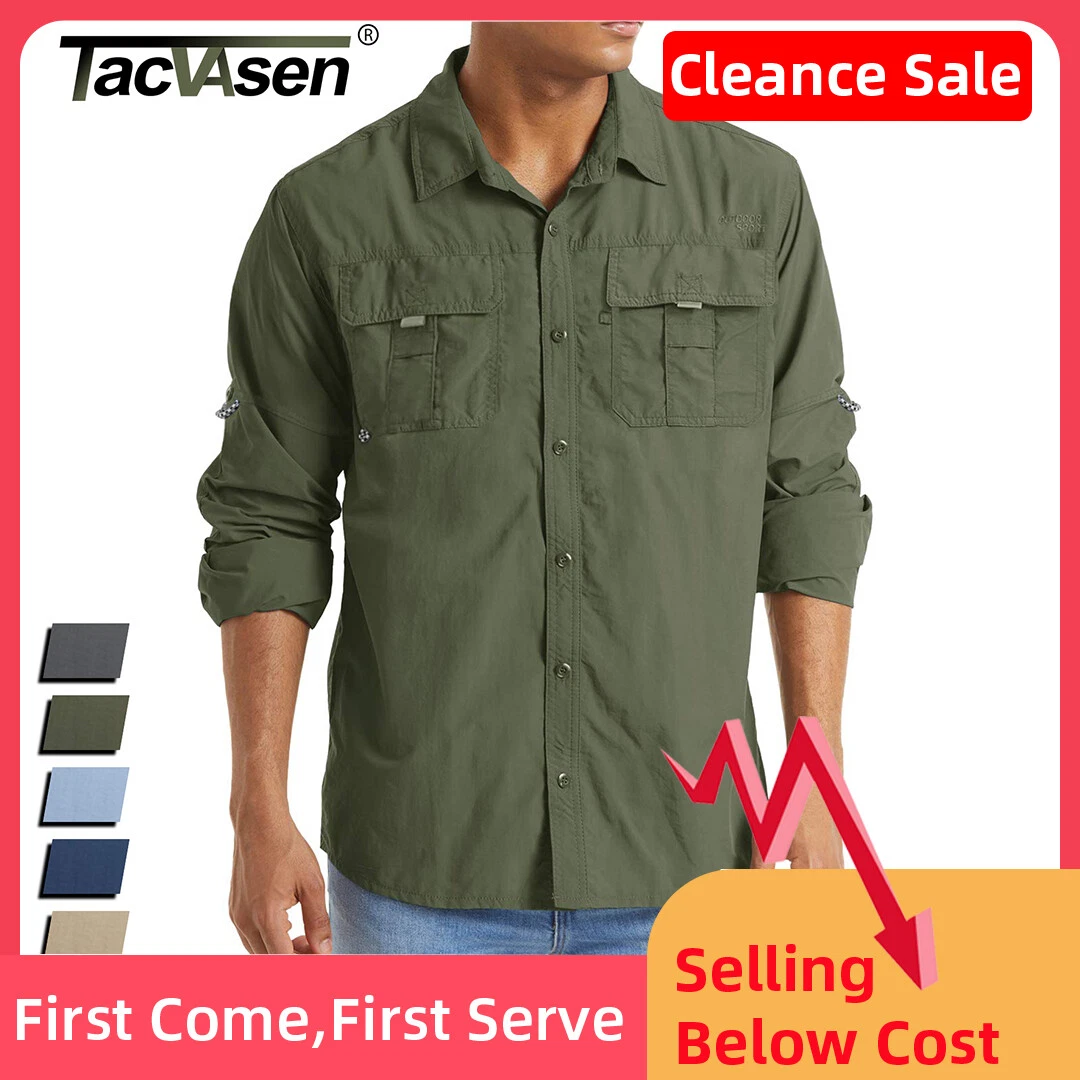 Men's Outdoor Hiking Shirt UPF50+ Sun Protection Long Sleeve Quick Dry Work  Tops