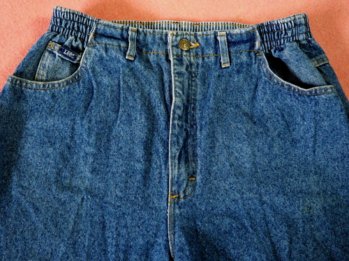 VTG 80s Lee Blue High Waist Petite 32x25 Mom Jeans USA Made Tapered Womens Pants - Picture 6 of 9