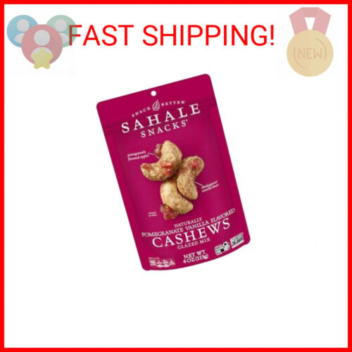 Sahale Snacks Pomegranate Vanilla Cashews, 4 oz Pouches (6 Packs) - Dry-Roasted