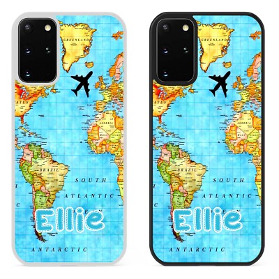 Personalisierte Handy-Hülle Weltkarte Atlas Name Initiale für Samsung Galaxy S