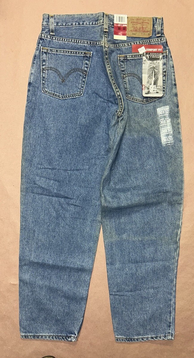 Vintage 1990's Levis 560 Blue Jeans, Mens Loose Fit, Deadstock NWT