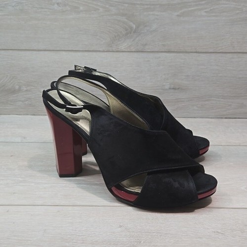 Diane Von Furstenberg Women Marlene Leather lagguer Heels Sandals shoes sz 9.5M