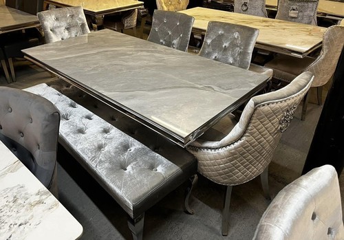 Silver Crushed Velvet Bed Stool Bench Button Dining Hallway Seat Chrome Leg L130 - Picture 8 of 14